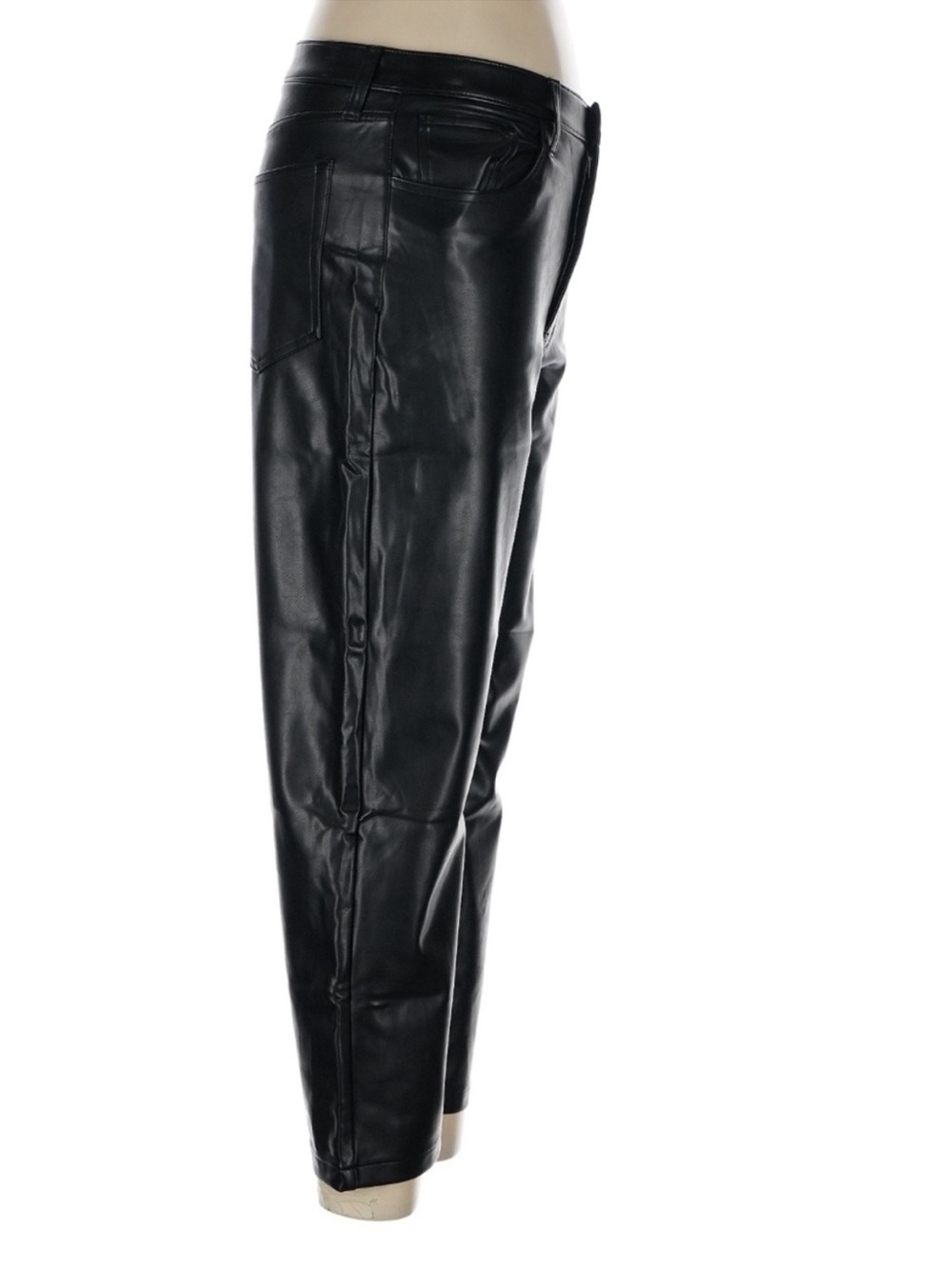 Abercrombie Ankle Straight Faux Leather Pants Black High Rise 31 12S NWT - Picture 4 of 7
